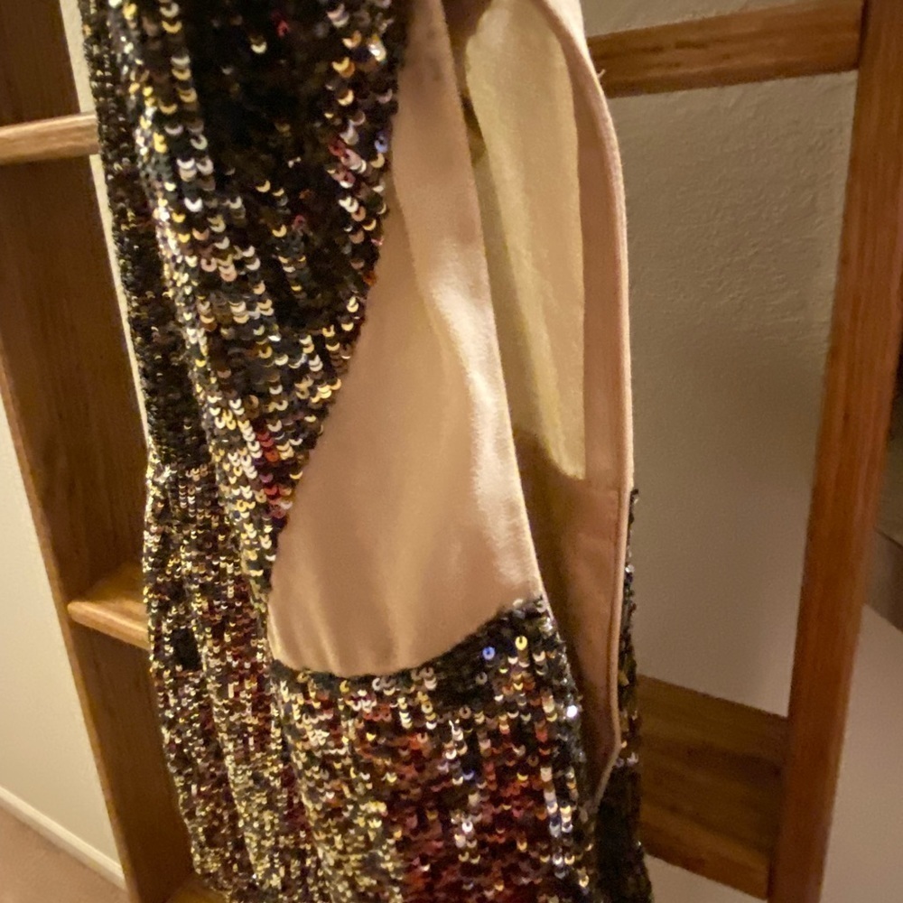 Sequin silver gold mesh nude inserts mini dress - Picture 2 of 4